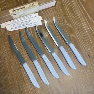 QUIKUT VTG NOS Hollow Ground Stainless Steak Knives 6 Knives In Orig.Sleeves/Box